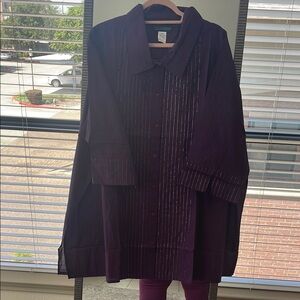 Ulla Popken Deep Purple Cotton Shirt with Silver Stripes!